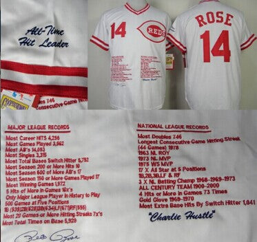Pete Rose Cincinnati Reds white Throwback jersey