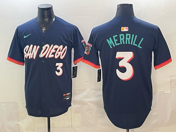 Merrill San Diego Padres navy City Connect jersey