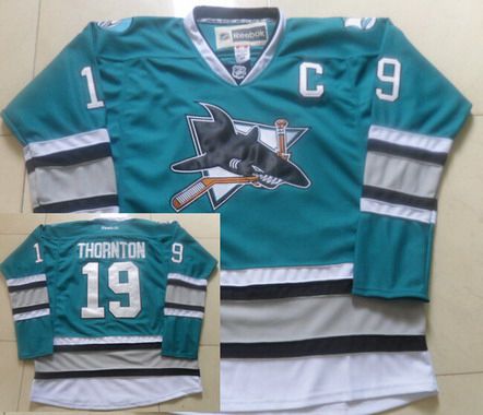 Joe Thornton San Jose Sharks teal jersey