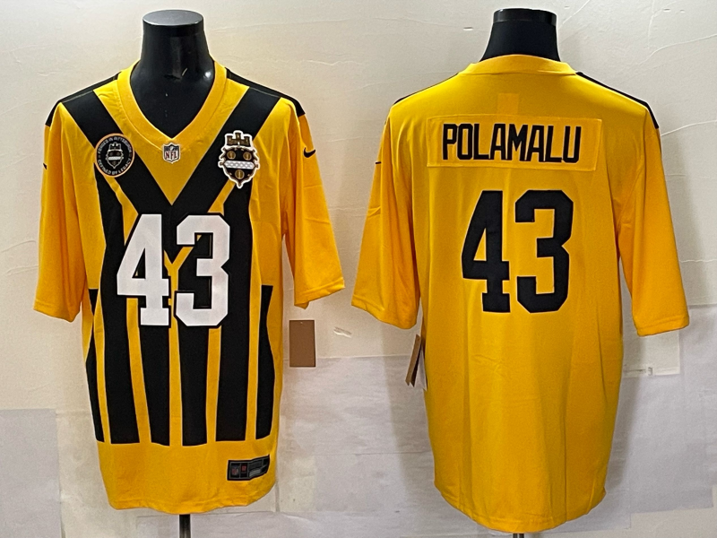 Troy Polamalu Pittsburgh Steelers yellow Throwback jersey