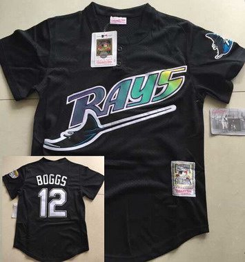 Wade Boggs Mesh BP Tampa Bay Rays black Throwback jersey