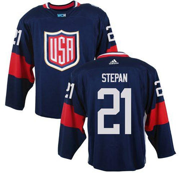 USA Derek Stepan Team USA Hockey navy jersey