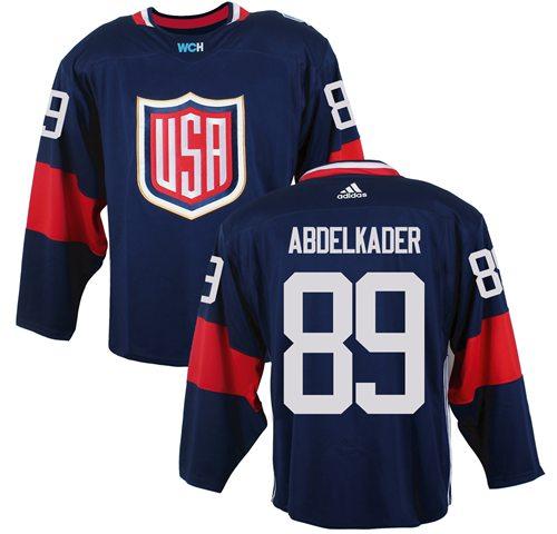 USA Justin Abdelkader Team USA Hockey navy jersey