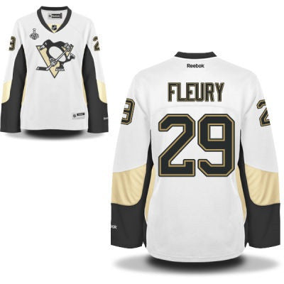 Marc-Andre Fleury Pittsburgh Penguins white Road jersey