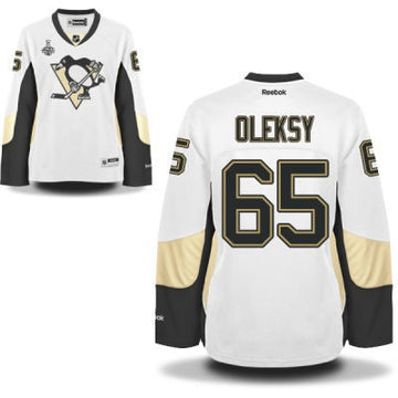 Steve Oleksy Pittsburgh Penguins white Road jersey