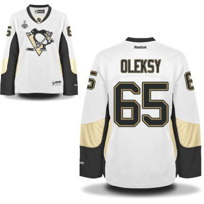 Steve Oleksy Pittsburgh Penguins white Road jersey