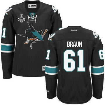 Justin Braun San Jose Sharks black Third jersey