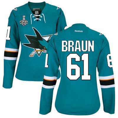 Justin Braun San Jose Sharks teal Home jersey