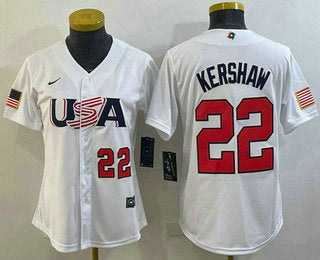 USA Clayton Kershaw Number USA Baseball white Classic jersey