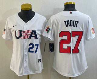USA Mike Trout Number USA Baseball white Replica jersey