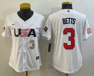 USA Mookie Betts Number USA Baseball white Replica jersey