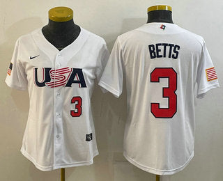 USA Mookie Betts Number USA Baseball white Replica jersey