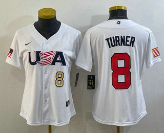 USA Trea Turner Number USA Baseball white Classic jersey