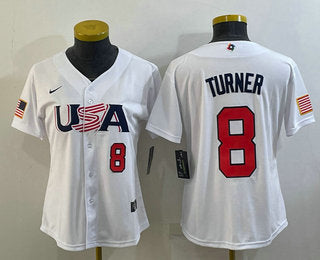 USA Trea Turner Number USA Baseball white Classic jersey
