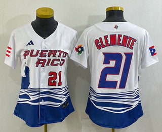 Roberto Clemente Number Puerto Rico Baseball white Classic jersey
