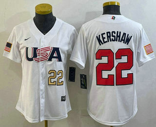 USA Clayton Kershaw Number USA Baseball white Classic jersey