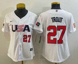USA Mike Trout Number USA Baseball white Replica jersey