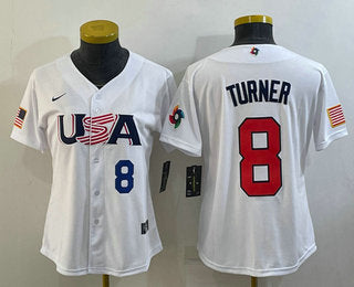 USA Trea Turner Number USA Baseball white Classic jersey