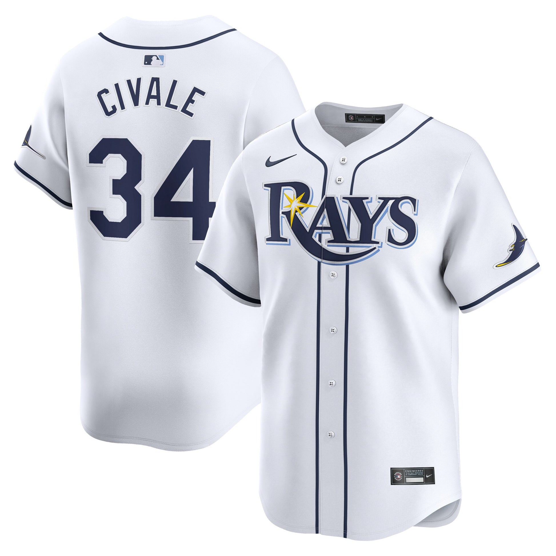 Aaron Civale Tampa Bay Rays white Limited jersey