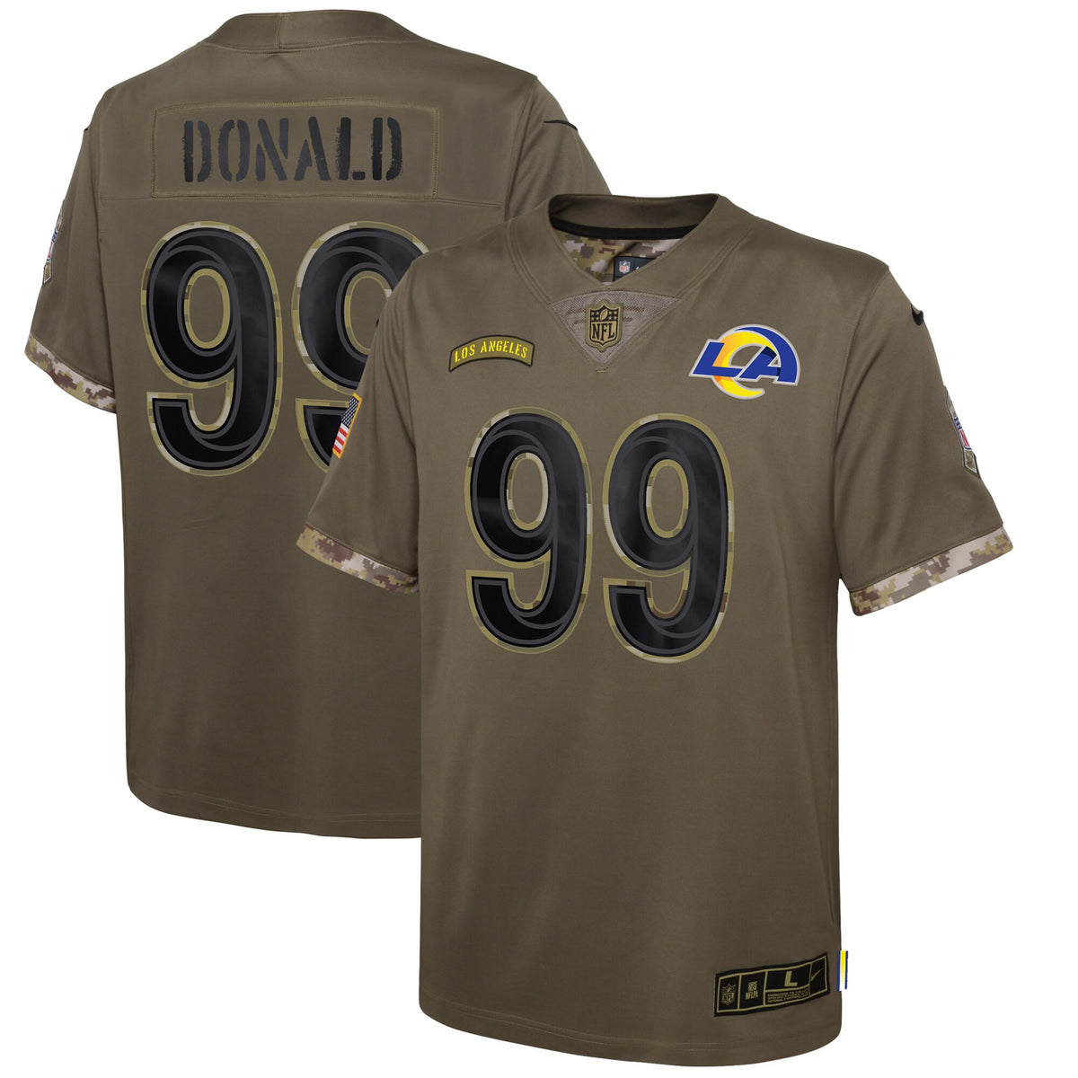 Aaron Donald Los Angeles Rams olive Salute To Service jersey