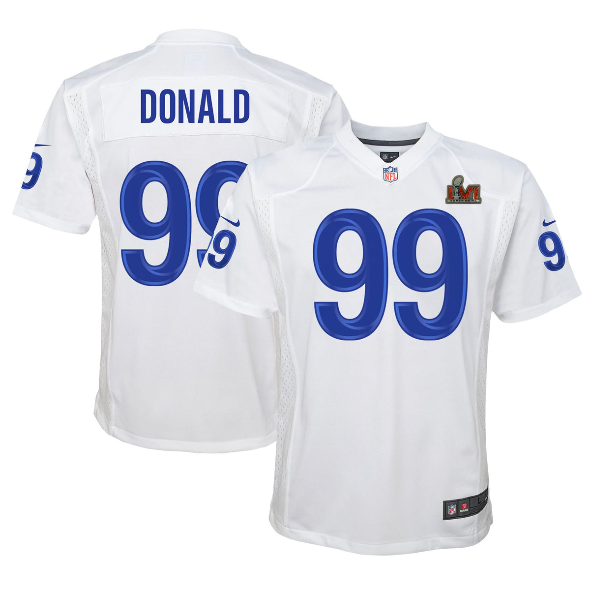 Aaron Donald Super Bowl Lvi Los Angeles Rams white Game jersey