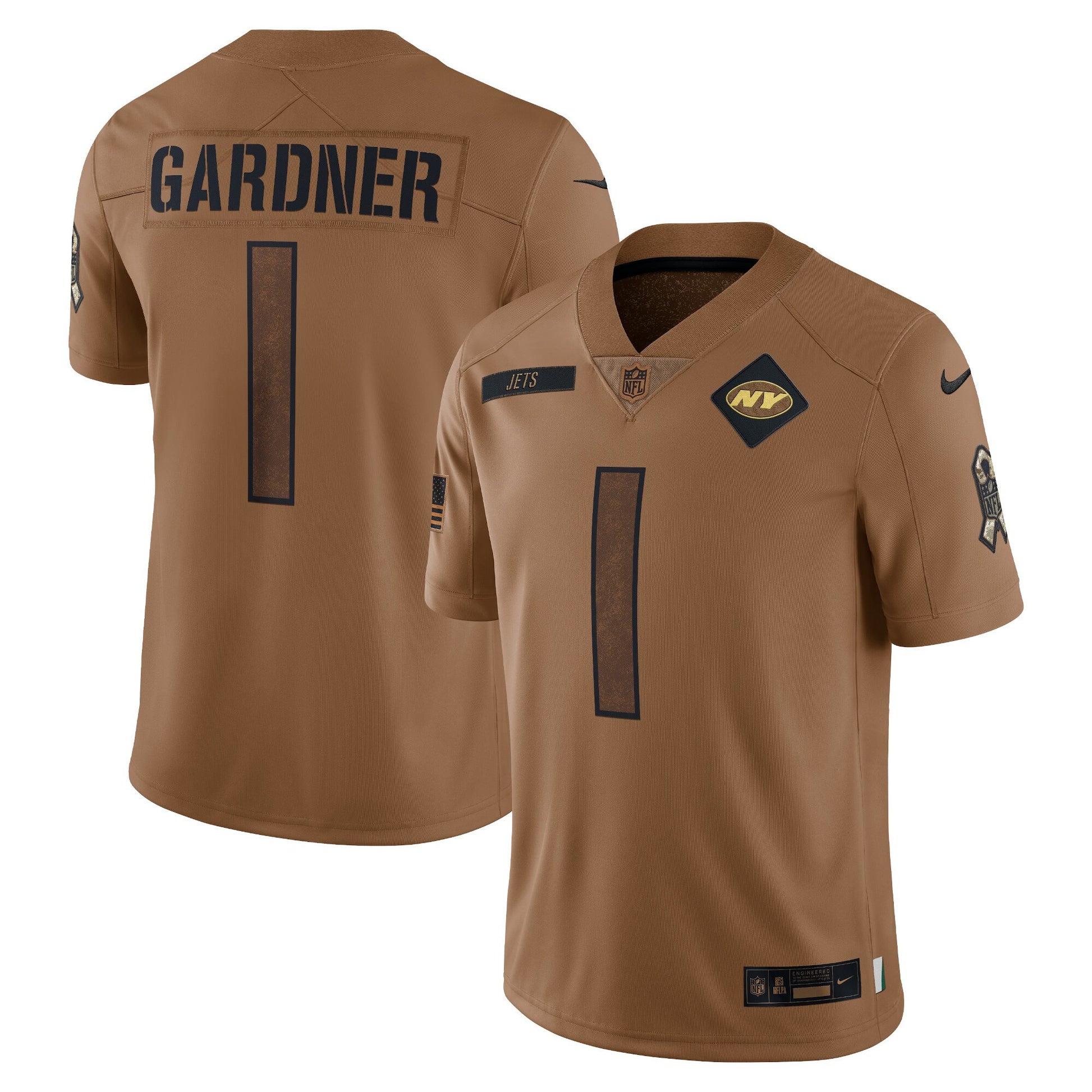 Ahmad Sauce Gardner New York Jets brown Salute To Service jersey