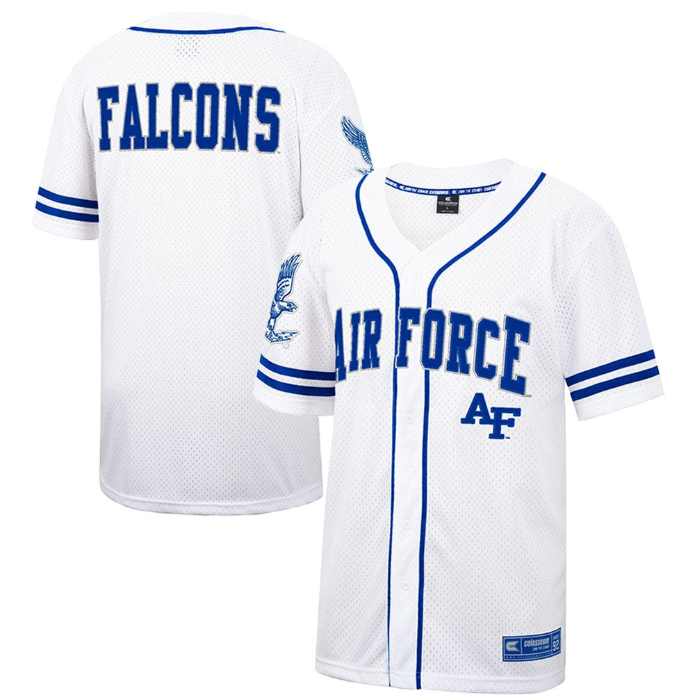 Colosseum Free Spirited Mesh Button-up Air Force Falcons white jersey