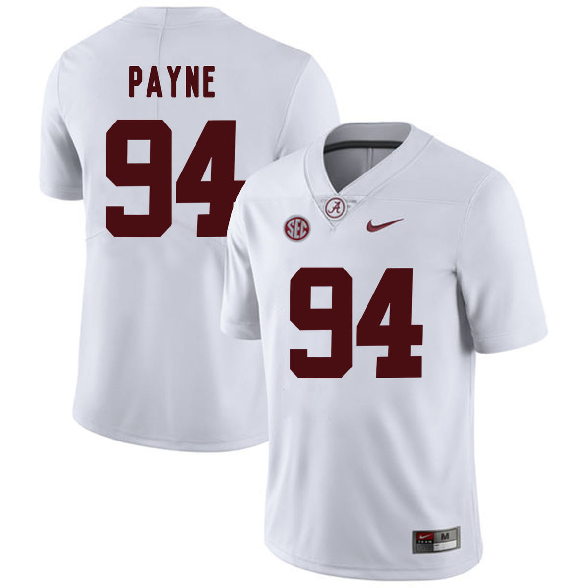 Da'Ron Payne Alabama Crimson Tide white jersey