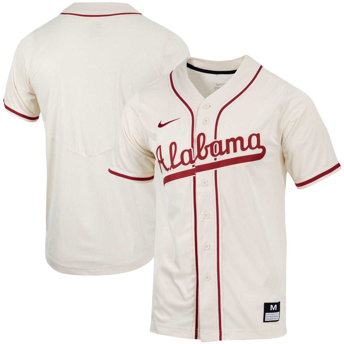 Full-button Natural Alabama Crimson Tide jersey