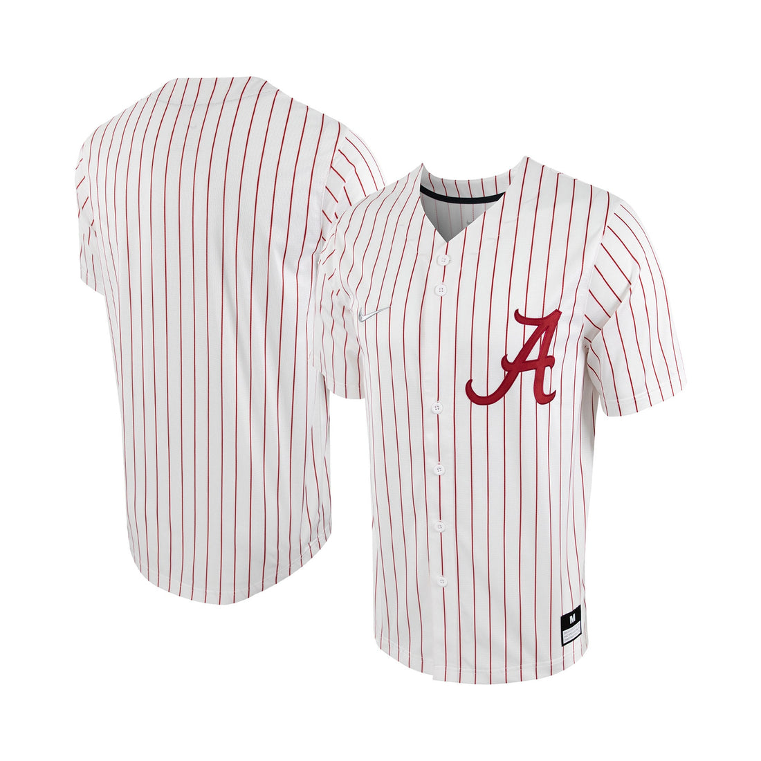 Pinstripe Full-button Alabama Crimson Tide white jersey