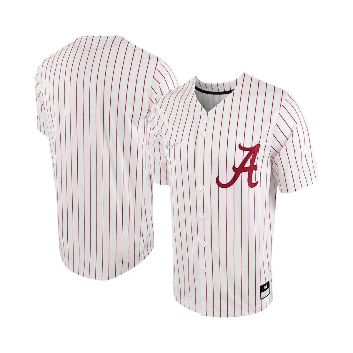 Pinstripe Full-button Alabama Crimson Tide white jersey