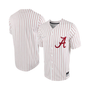 Pinstripe Full-button Alabama Crimson Tide white jersey