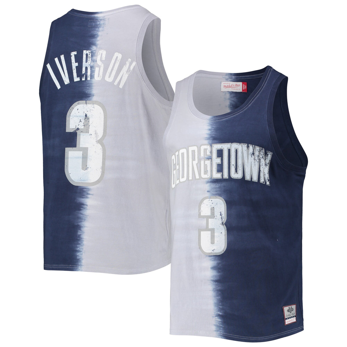 Allen Iverson Name Number Tie-dye Tank Top Georgetown Hoyas gray jersey