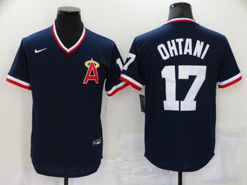Shohei Ohtani Los Angeles Angels navy Throwback jersey