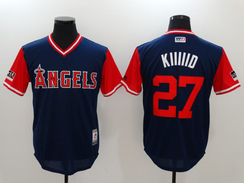 Mike Trout KIIIIID Los Angeles Angels navy Authentic jersey
