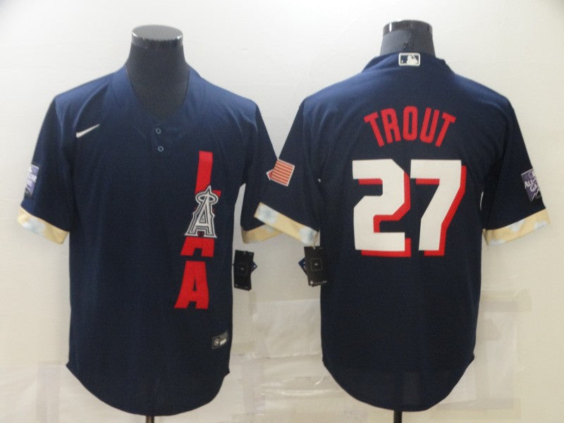 Mike Trout Los Angeles Angels navy All-Star jersey