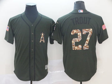 Mike Trout Los Angeles Angels olive Salute To Service jersey