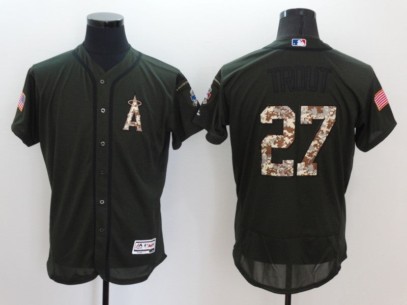 Mike Trout Los Angeles Angels olive jersey