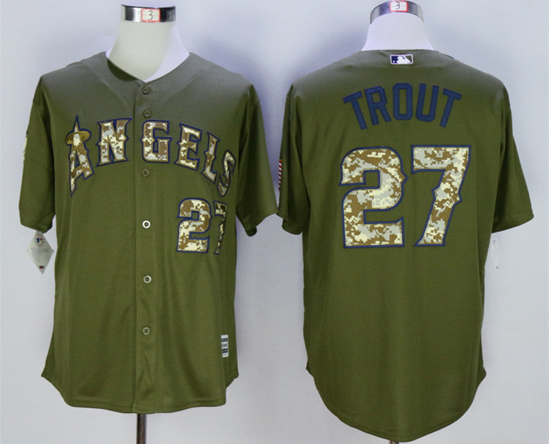 Mike Trout Los Angeles Angels olive jersey