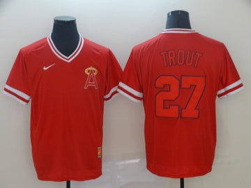 Mike Trout Los Angeles Angels red Throwback jersey