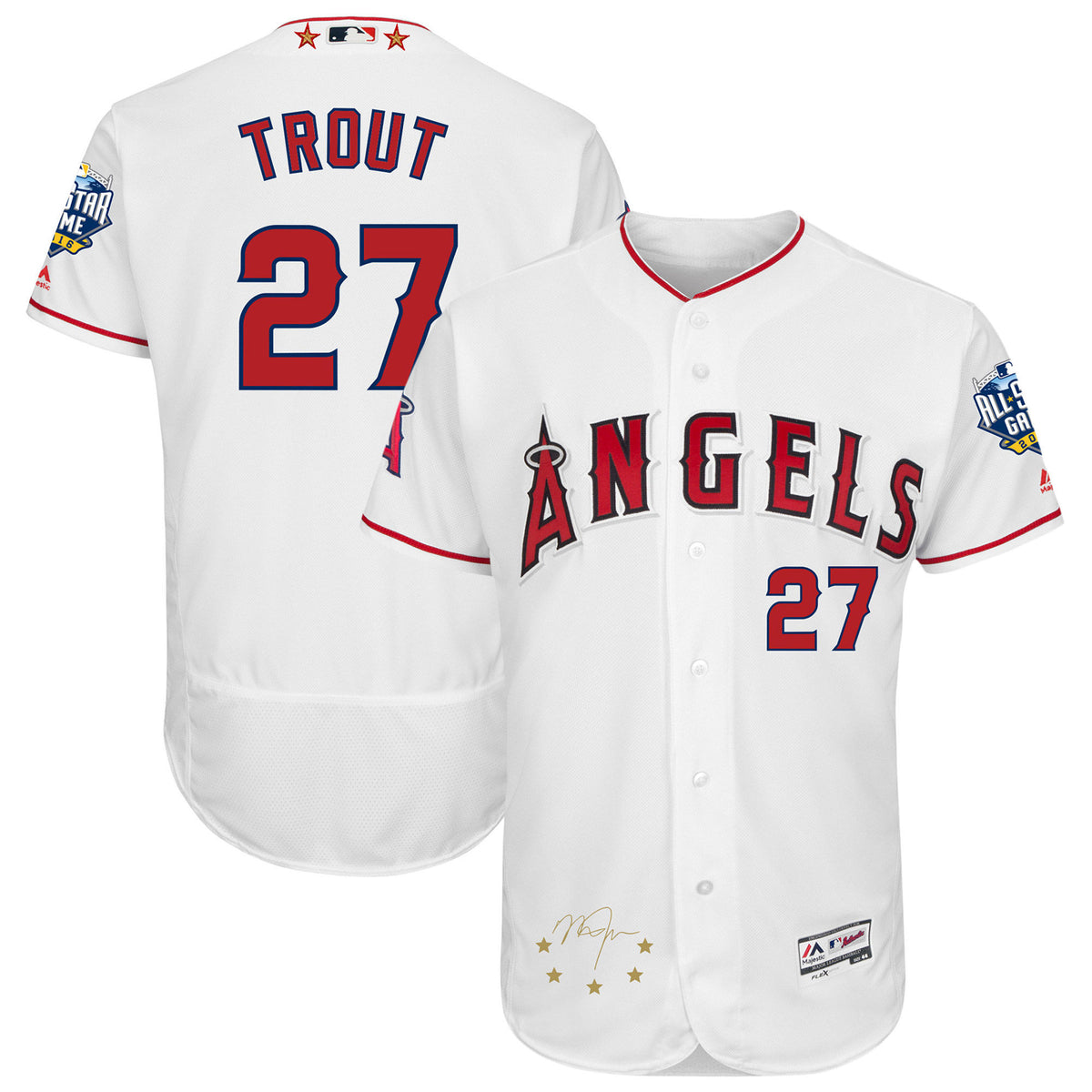 Mike Trout Los Angeles Angels white All-Star jersey