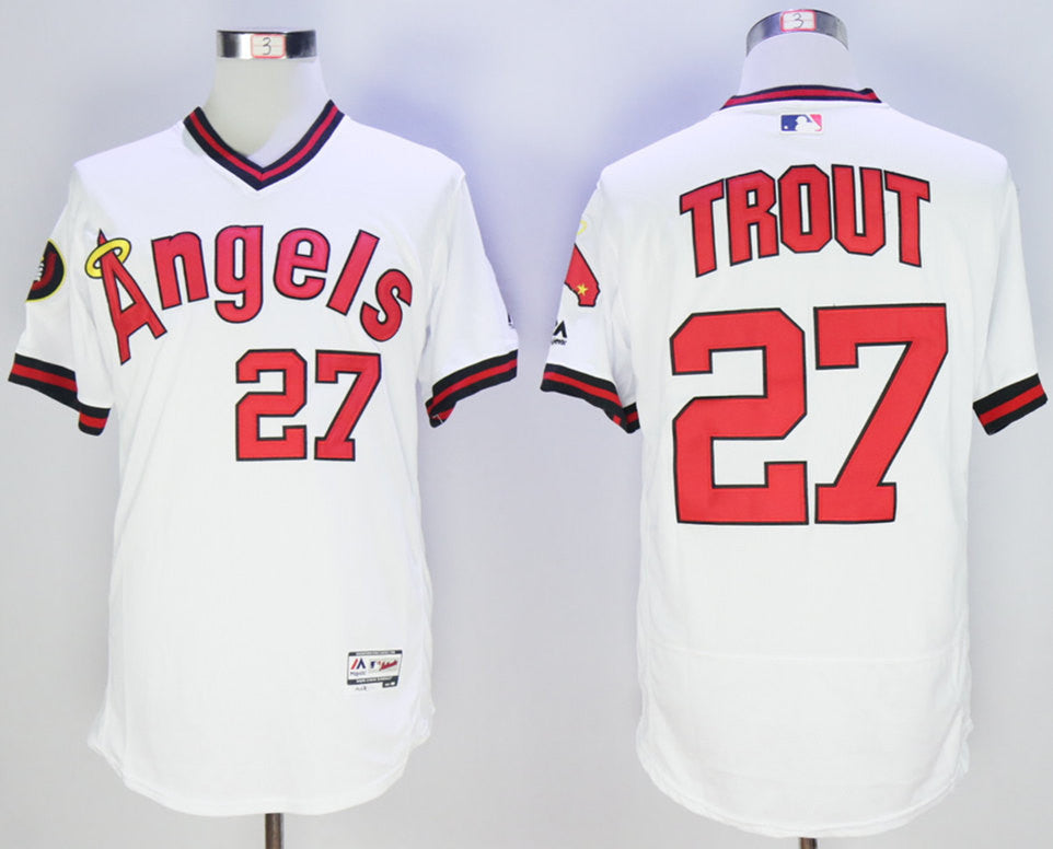 Mike Trout Los Angeles Angels white Throwback jersey