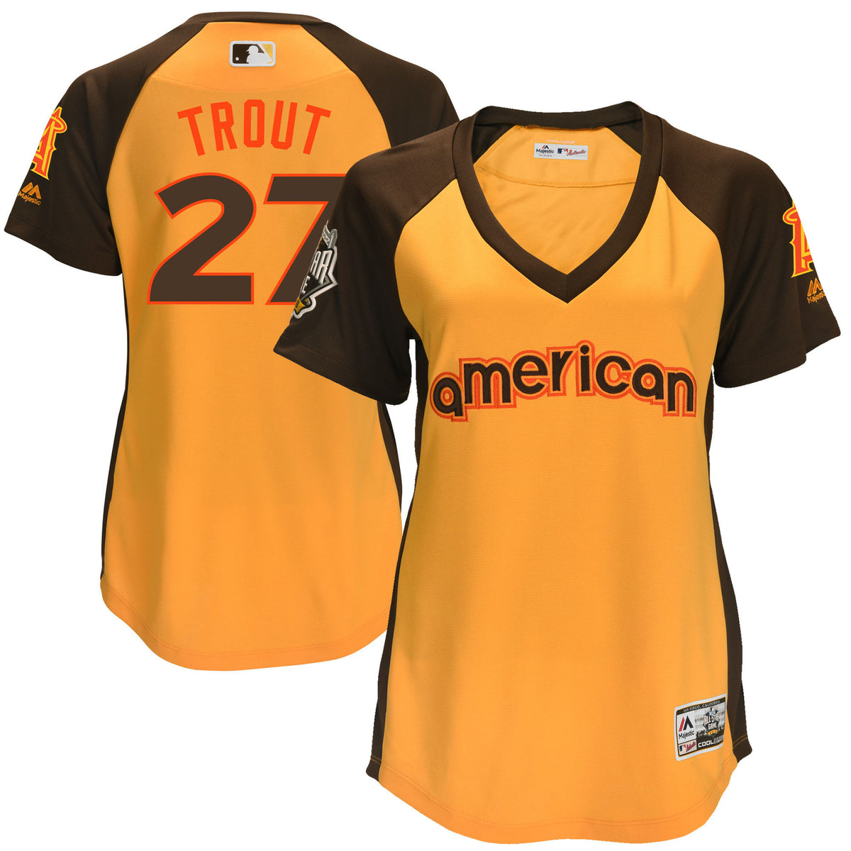 Mike Trout Los Angeles Angels yellow All-Star jersey