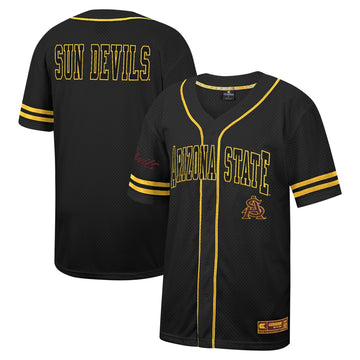 Colosseum Free Spirited Mesh Button-up Arizona State Sun Devils black jersey
