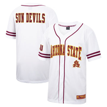 Colosseum Free Spirited Mesh Button-up Arizona State Sun Devils white jersey