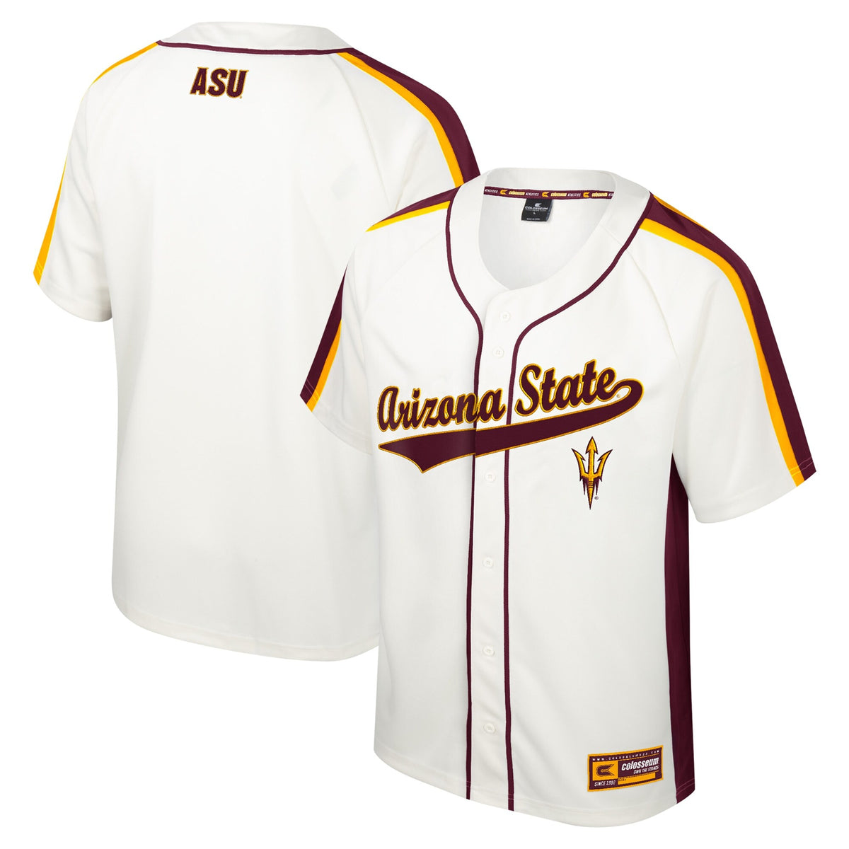 Colosseum Ruth Button-up Arizona State Sun Devils cream jersey