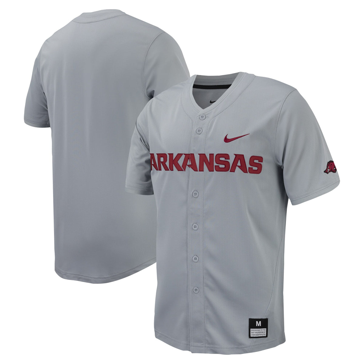Full-button Arkansas Razorbacks gray jersey