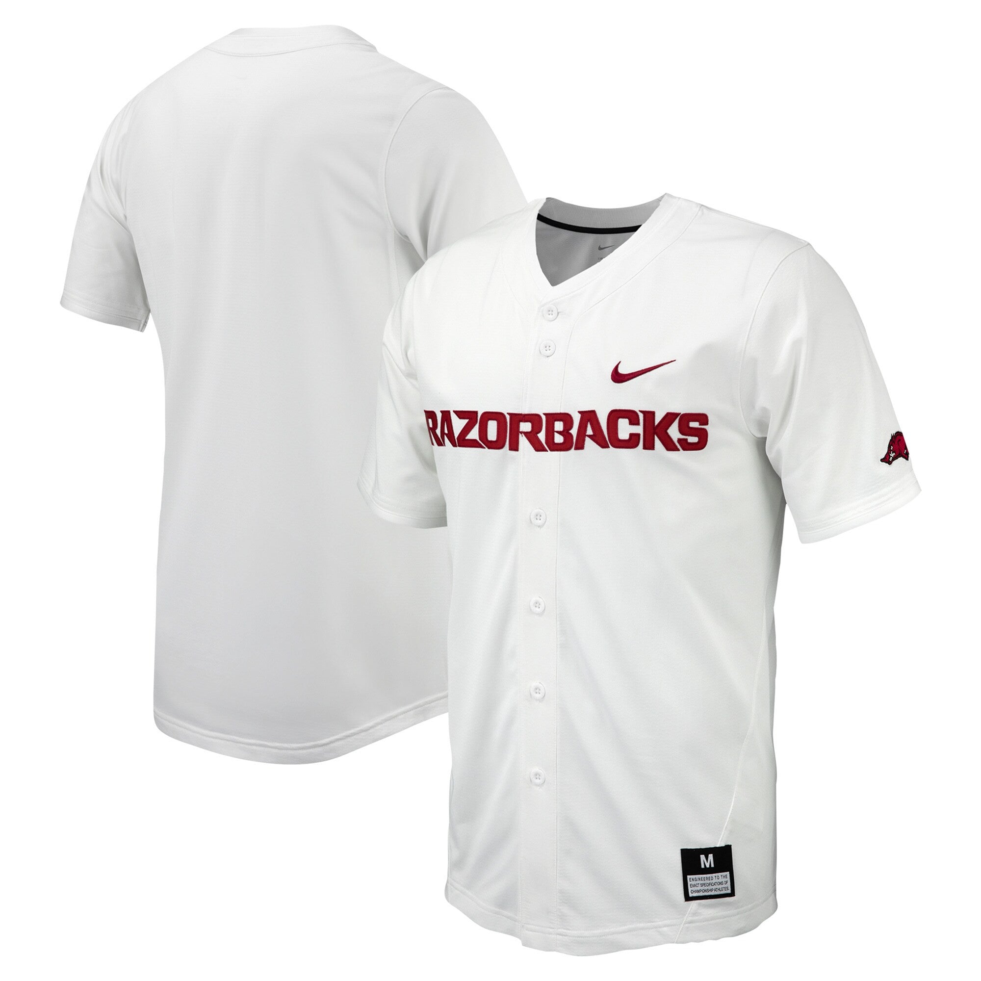 Full-button Arkansas Razorbacks white jersey