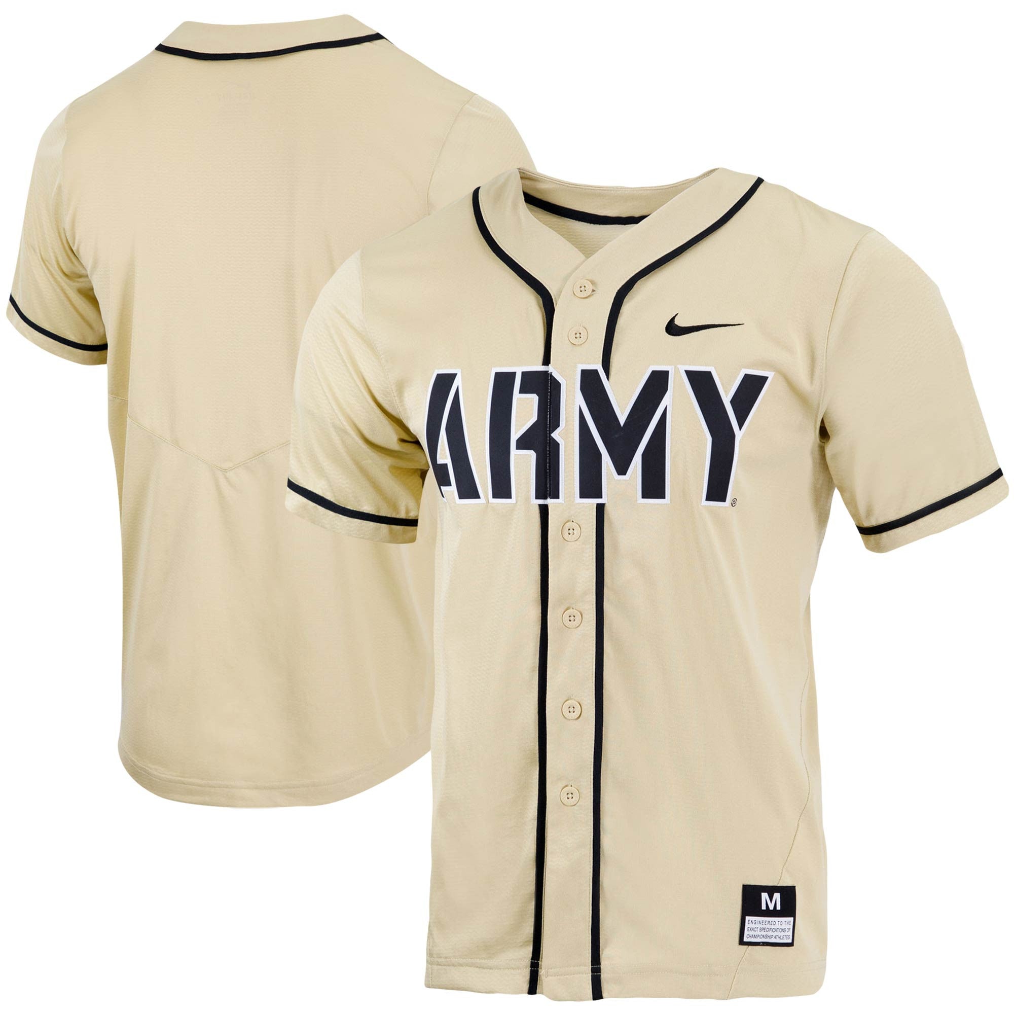 Full-button Army Black Knights gold jersey