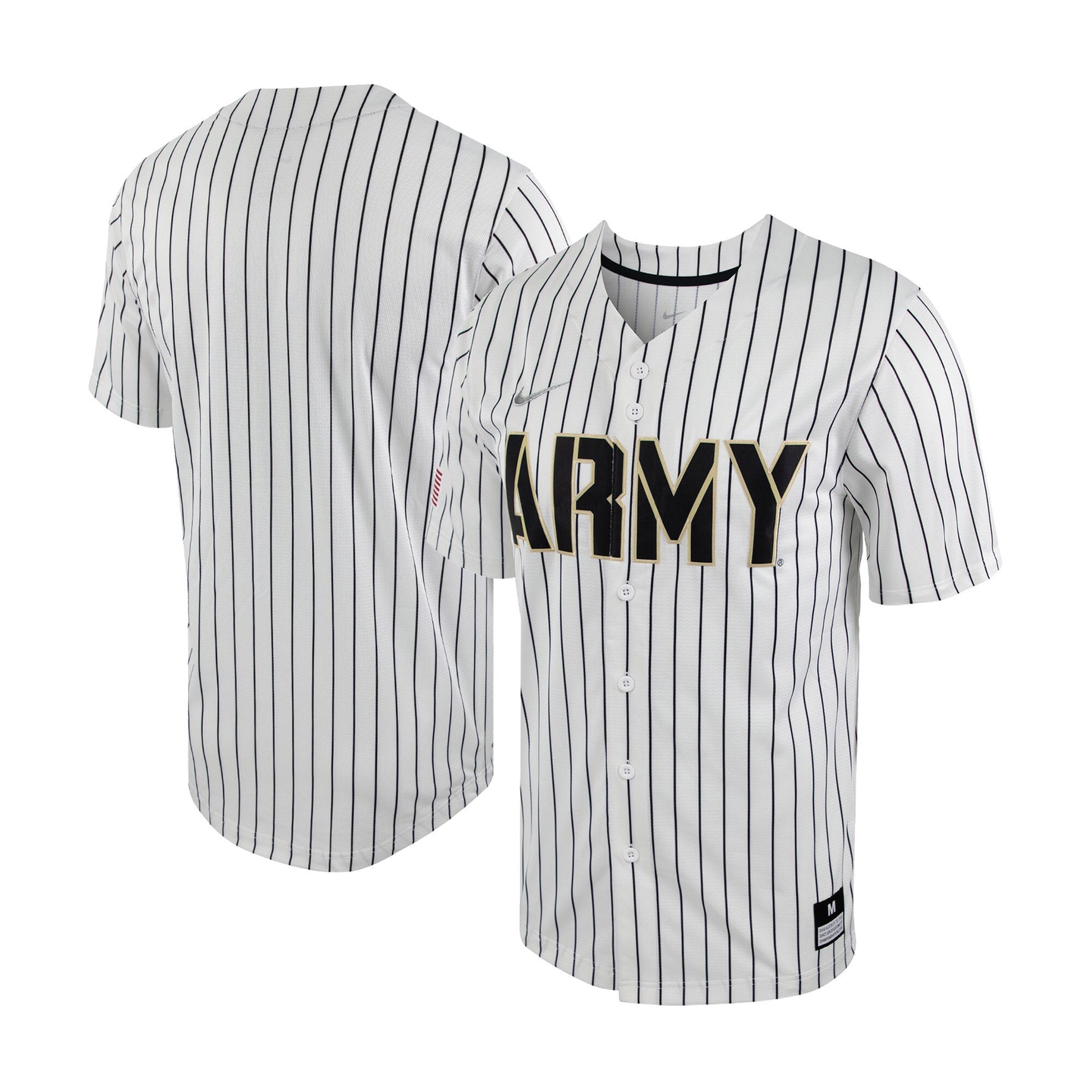 Pinstripe Full-button Army Black Knights white jersey